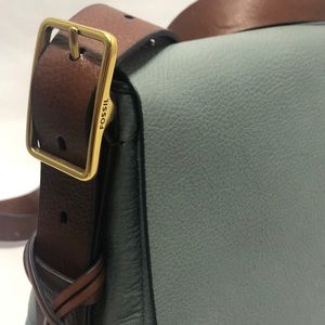 Fossil Harper Blue Leather Large Crossbody Bag